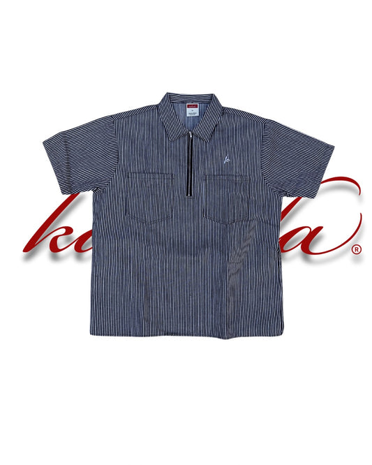 STRIPED CLASSIC WORK ZIP UP (NAVY/WHITE)