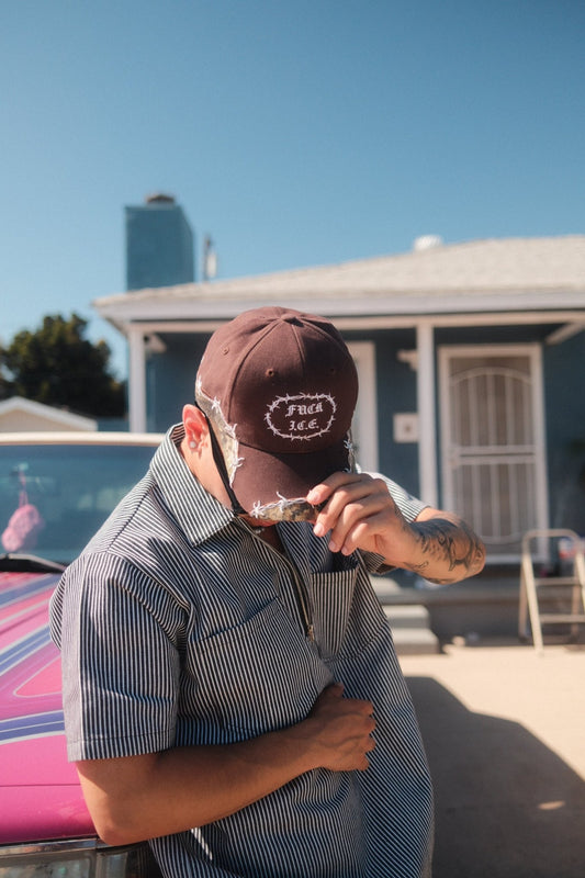 “BARBED WIRE” DAD HAT (CAMO BROWN) - Hype Home Studios
